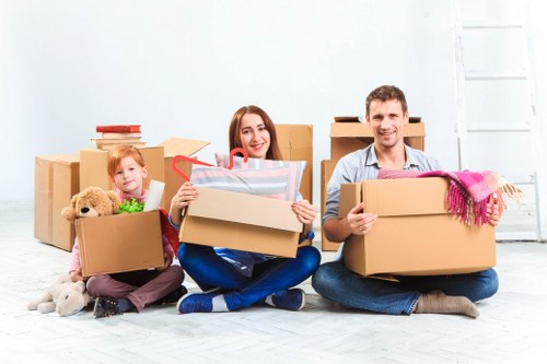 Organised Westminster removals process with packed boxes