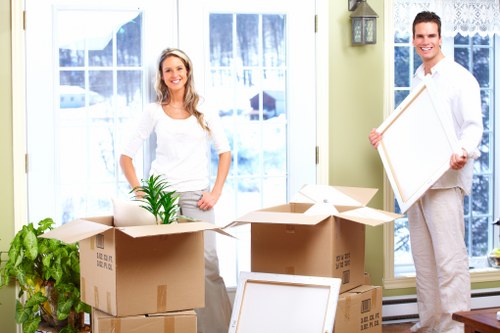 Removal van and boxes ready for a Westminster move